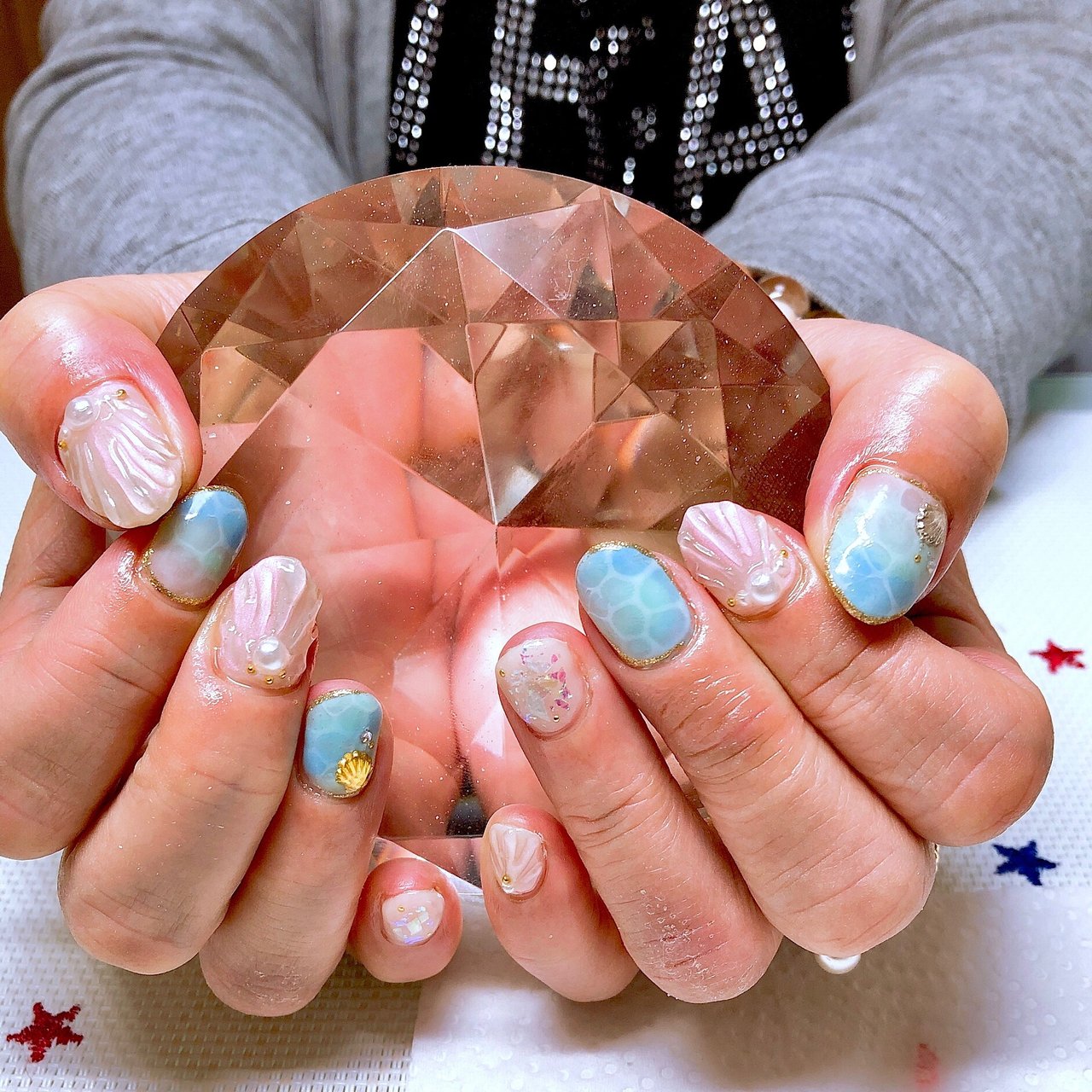 夏 海 リゾート 浴衣 ハンド Crystal R Nail Salon のネイルデザイン No ネイルブック