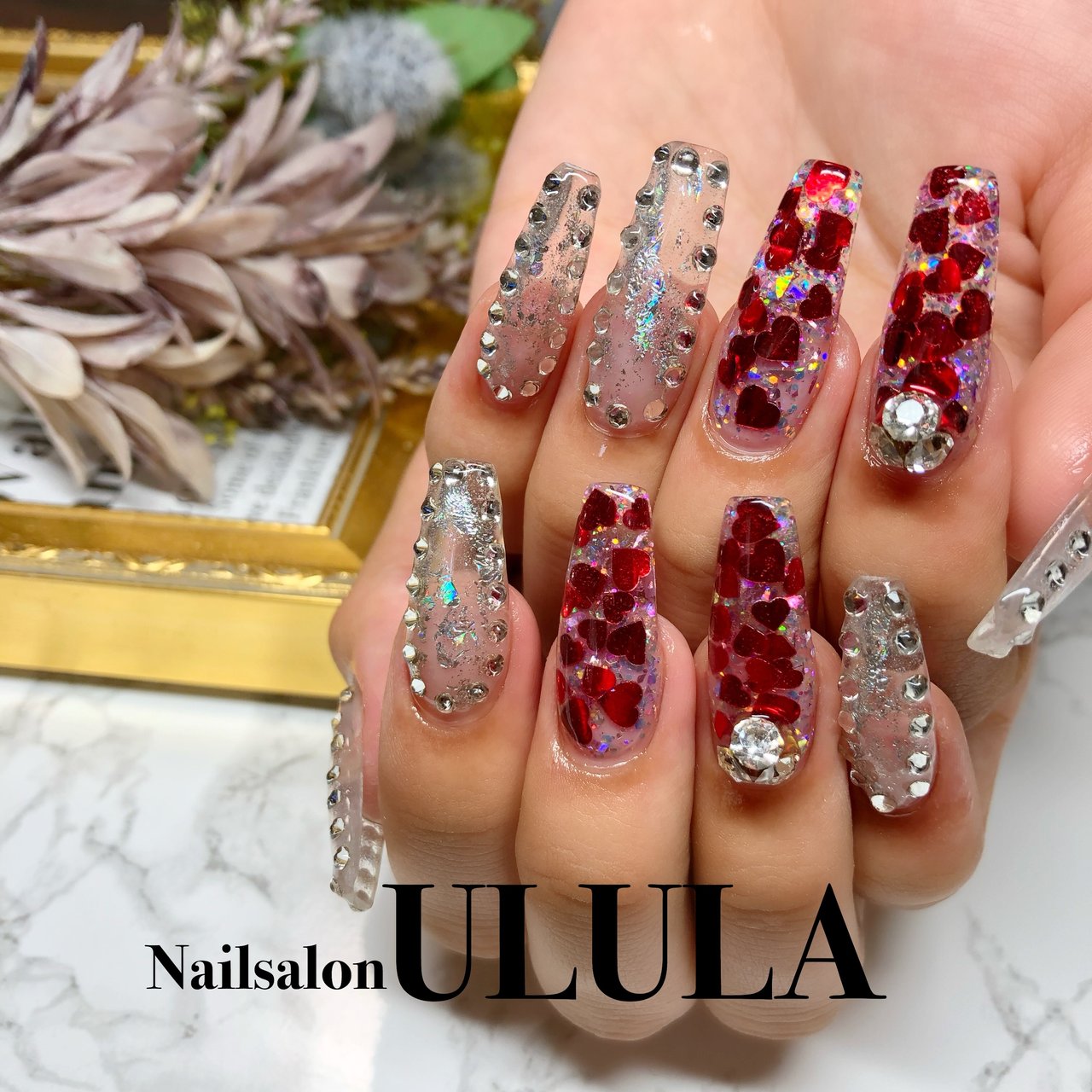 夏 ハンド ロング クリア ピンク Nailsalon Ululaのネイルデザイン No ネイルブック