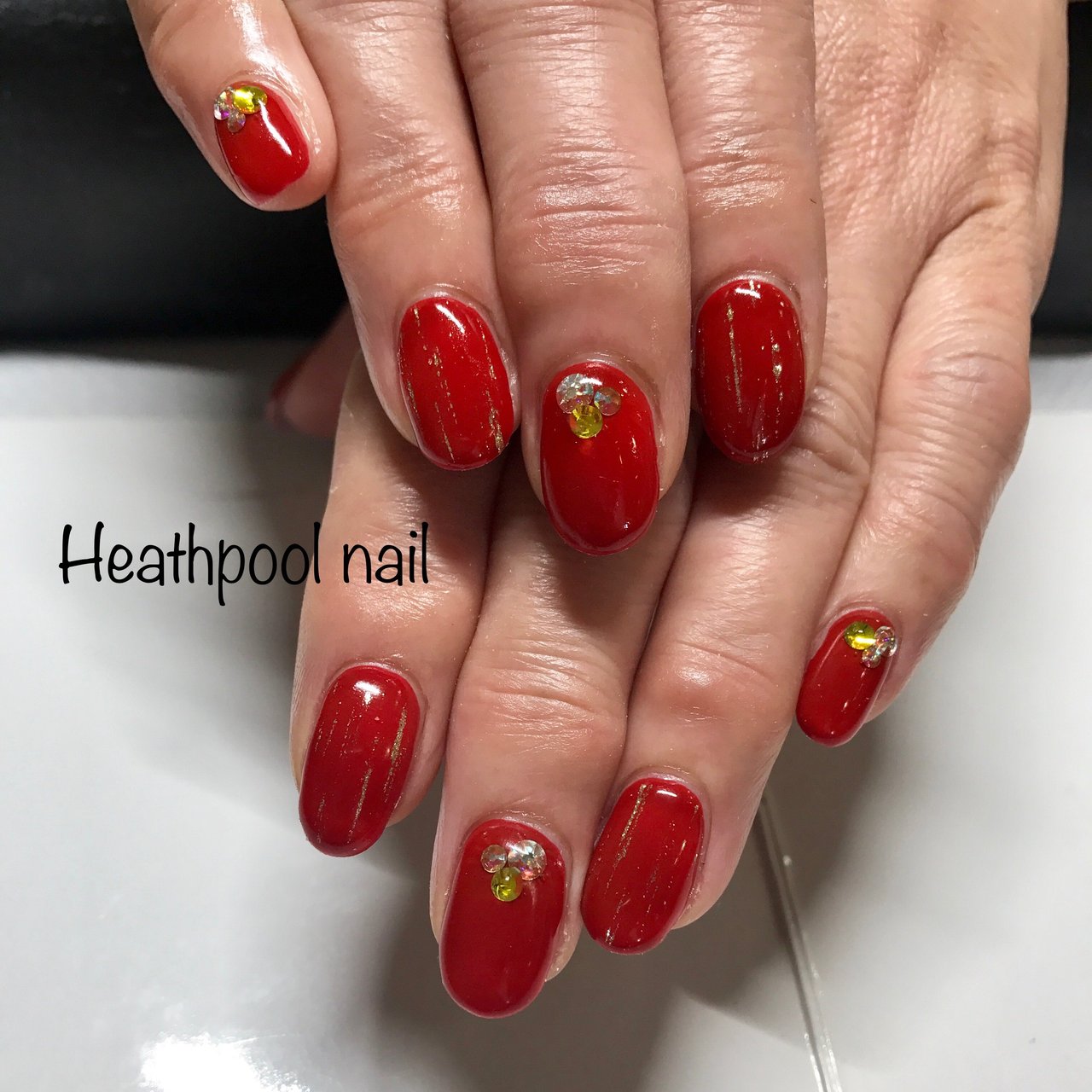 ハンド レッド ジェル Heathpoolnailのネイルデザイン No ネイルブック