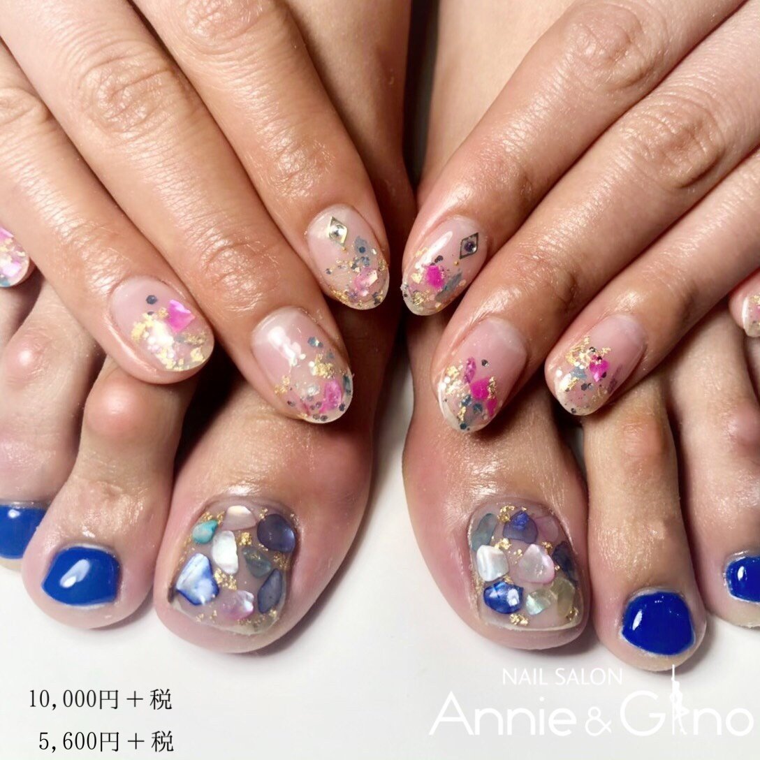 夏 ピンク ブルー ジェル お客様 Nailsalon Annie Ginoのネイルデザイン No ネイルブック