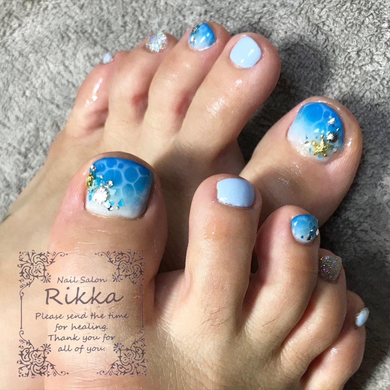 夏 旅行 海 リゾート フット Nailsalon Rikkaのネイルデザイン No ネイルブック