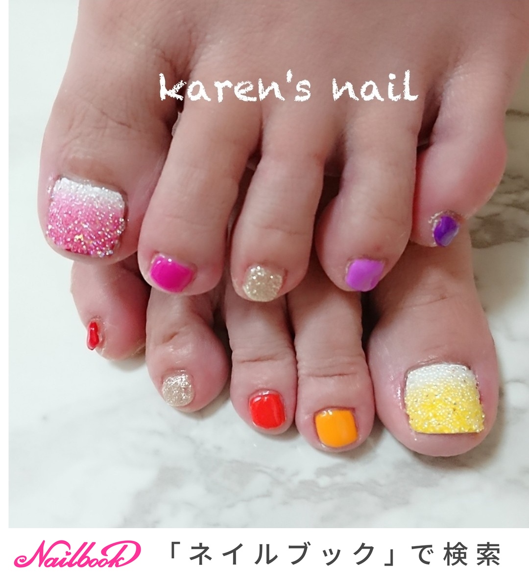 グラデーション クリスタルピクシー オレンジのネイルデザイン ネイルブック