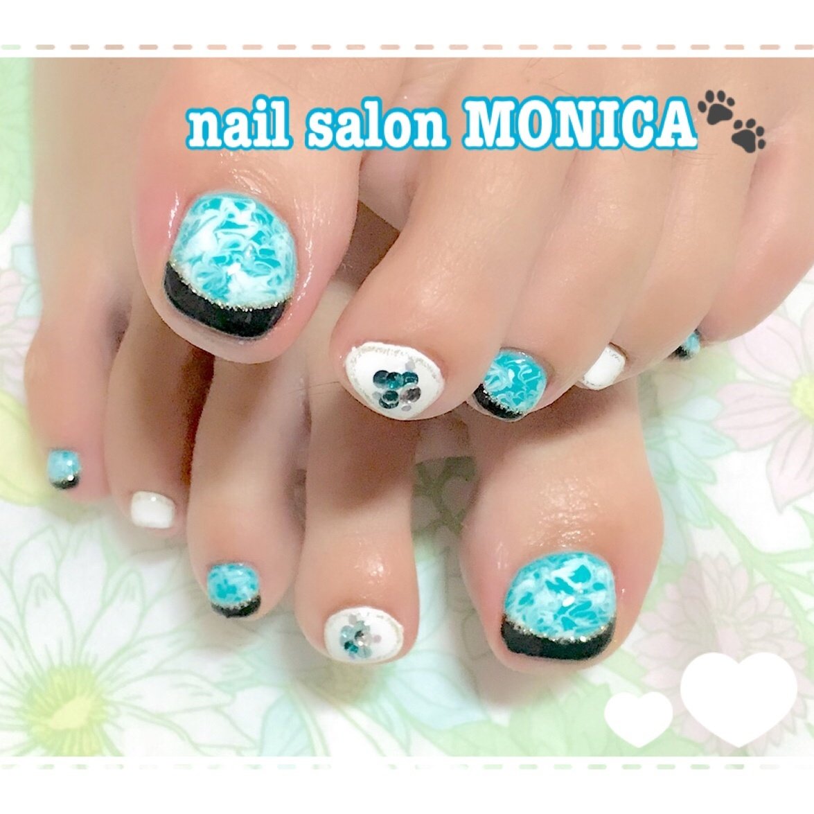 夏 フット マーブル ミディアム ホワイト Nail Salon Monica のネイルデザイン No ネイルブック