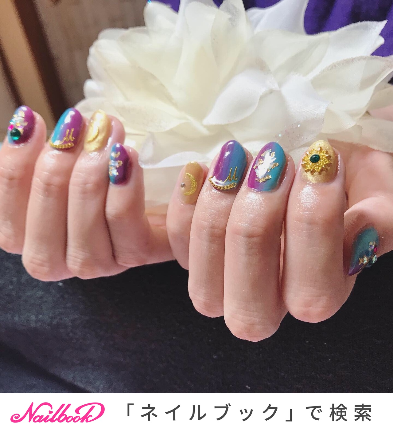 オールシーズン ハンド グラデーション シェル イニシャル A Nailのネイルデザイン No ネイルブック