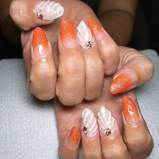 2024年】新着順｜マーメイドネイル(マーメイド/人魚の鱗)/#‪オレンジ‬  