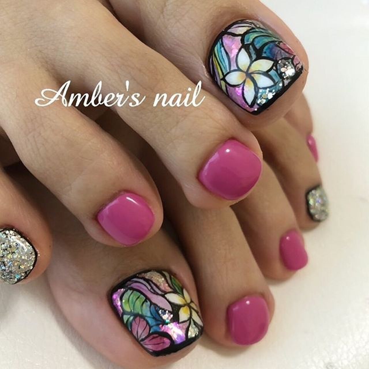 夏 海 リゾート フット ワンカラー Amber S Nail アンバーズネイルのネイルデザイン No ネイルブック