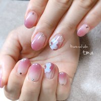 クリア ピンク ラメグラデのネイルデザイン ネイルブック