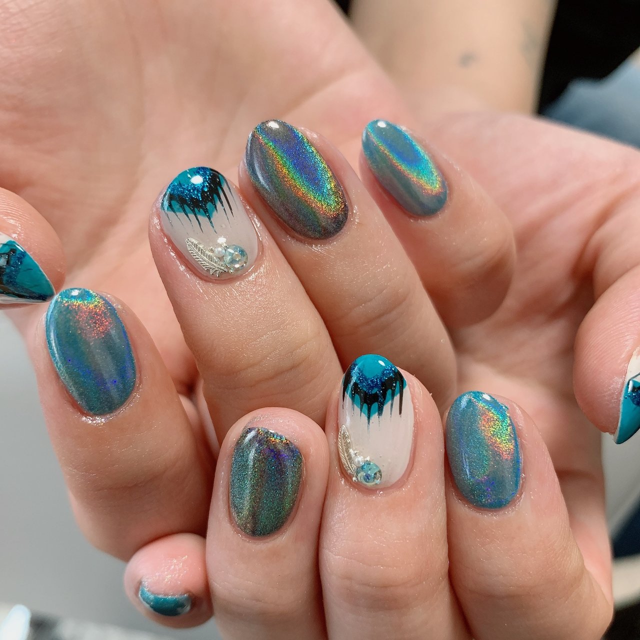 春 夏 ハンド ショート ターコイズ Brillar Nのネイルデザイン No ネイルブック