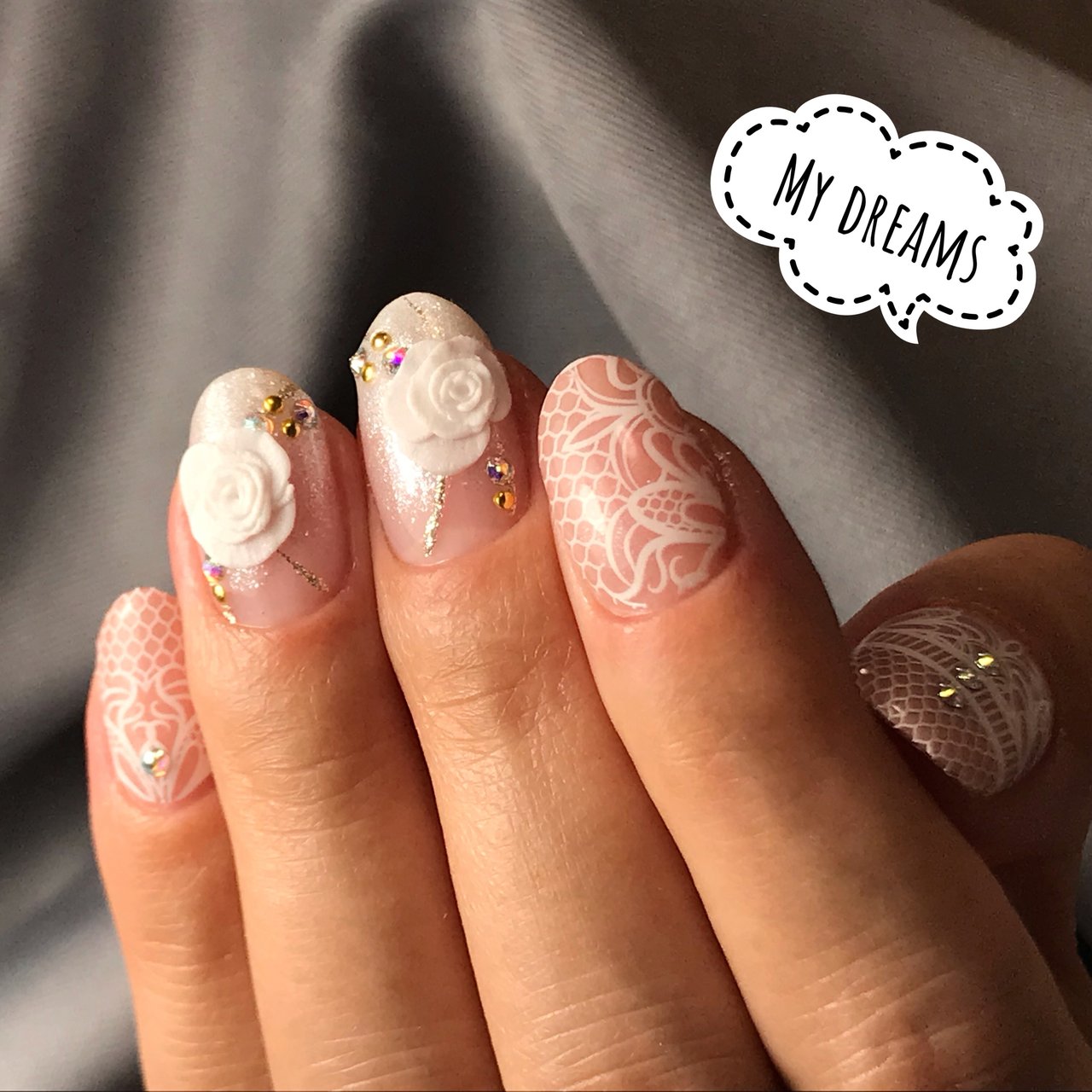 ブライダル ハンド ワンカラー 3d レース Anna Mydreams Nailsalonのネイルデザイン No ネイルブック