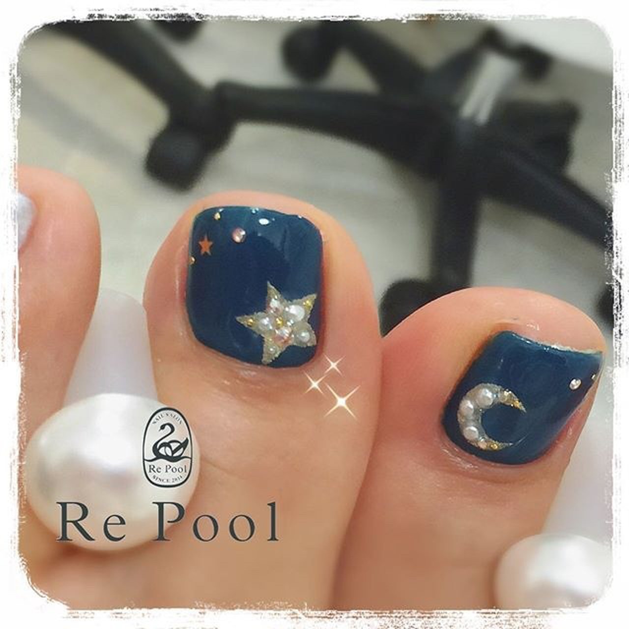 夏 フット シンプル ネイビー ジェルネイル ネイルサロンリプールのネイルデザイン No ネイルブック
