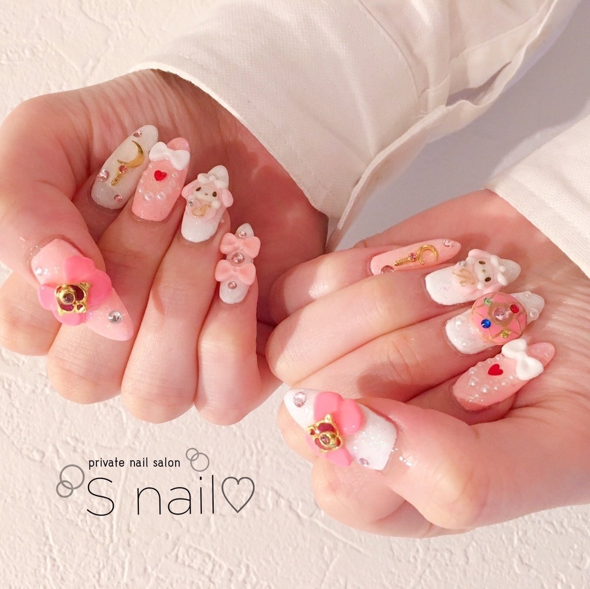 オールシーズン ホワイト ピンク S Nail のネイルデザイン No ネイルブック