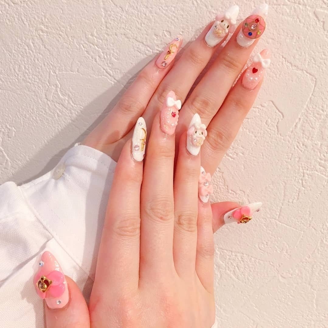 オールシーズン ホワイト ピンク S Nail のネイルデザイン No ネイルブック