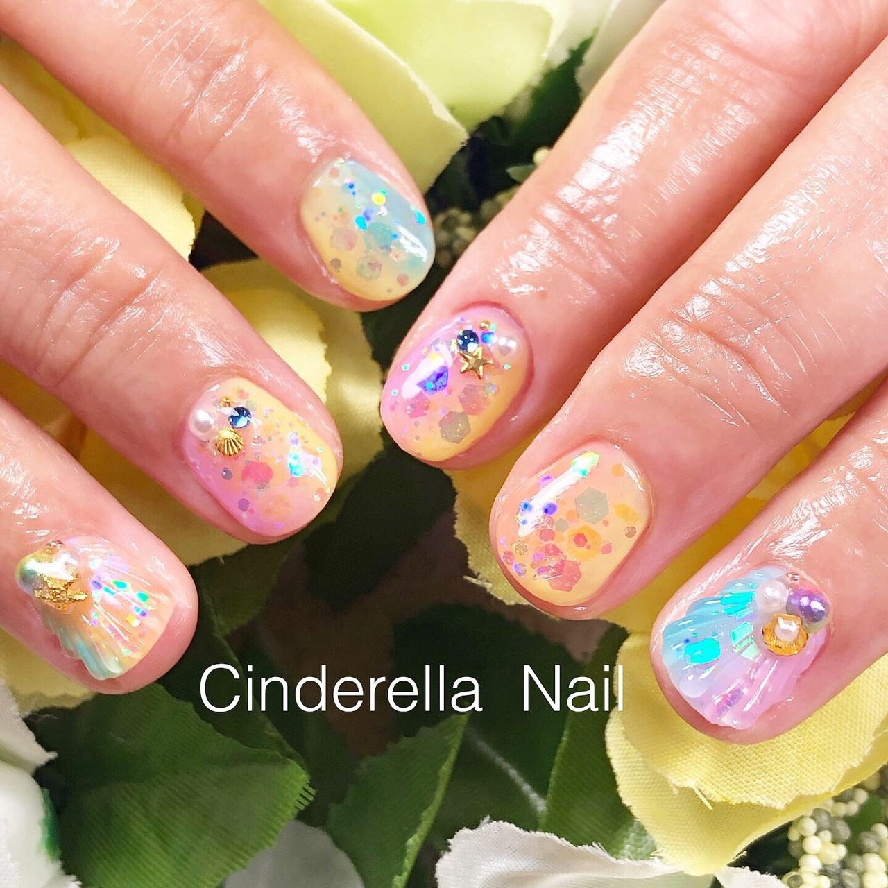 夏海リゾートパステル Cinderellanailのネイルデザインno4456065