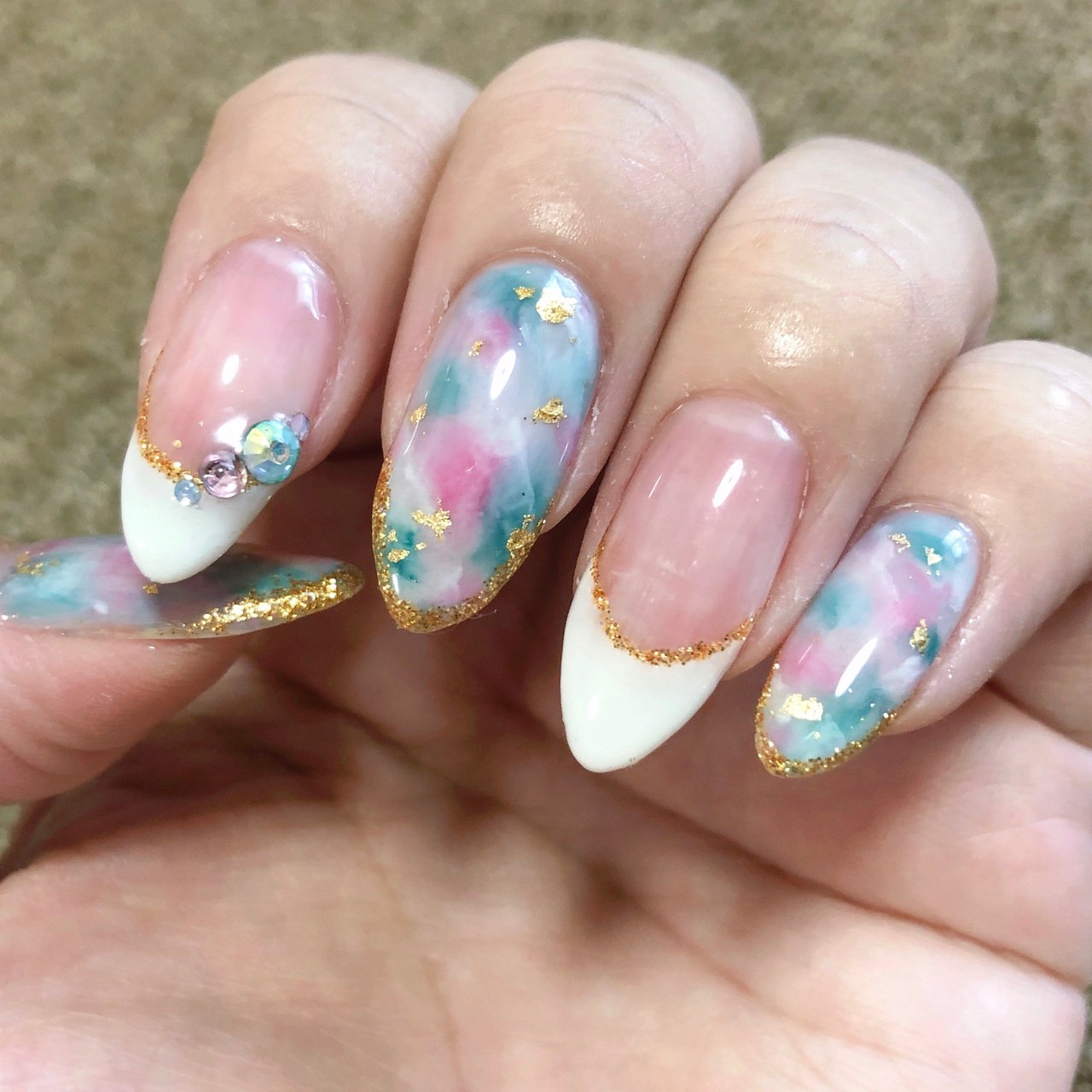 夏 ハンド ホワイト ピンク ブルー あんこのネイルデザイン No ネイルブック