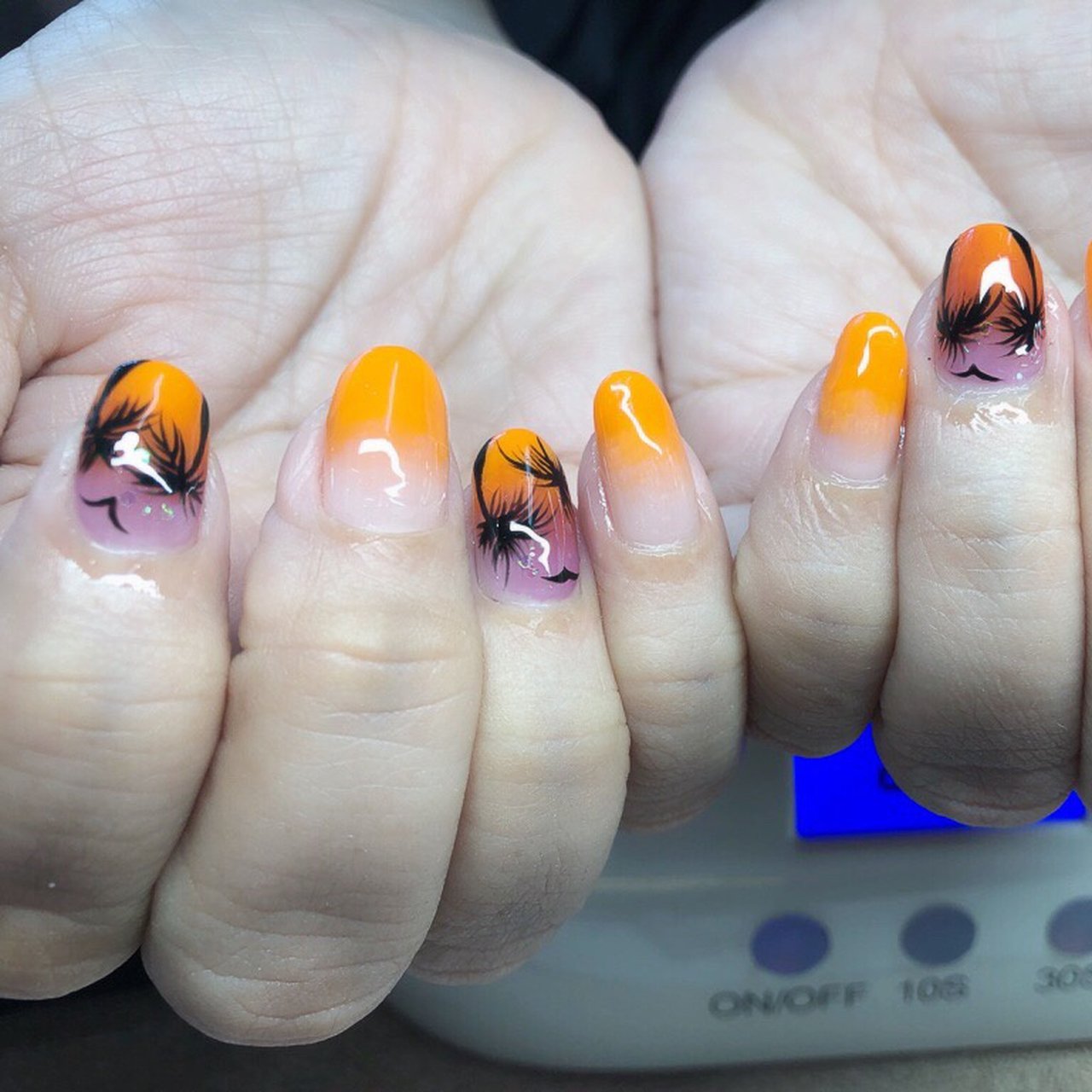夏 ハンド オレンジ パープル ブラック Nail Charmantのネイルデザイン No ネイルブック