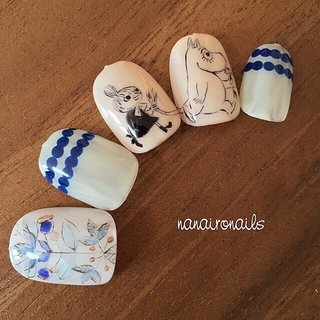 ほんわかムーミンネイル♡ #春 #夏 #秋 #冬 #お正月 #バレンタイン #梅雨 #浴衣 #クリスマス #パーティー #デート #ハンド #フット #フラワー #アンティーク #痛ネイル #キャラクター #ショート #ミディアム #ホワイト #オレンジ #イエロー #パステル #ジェルネイル #ネイルチップ #nanaironails #ネイルブック