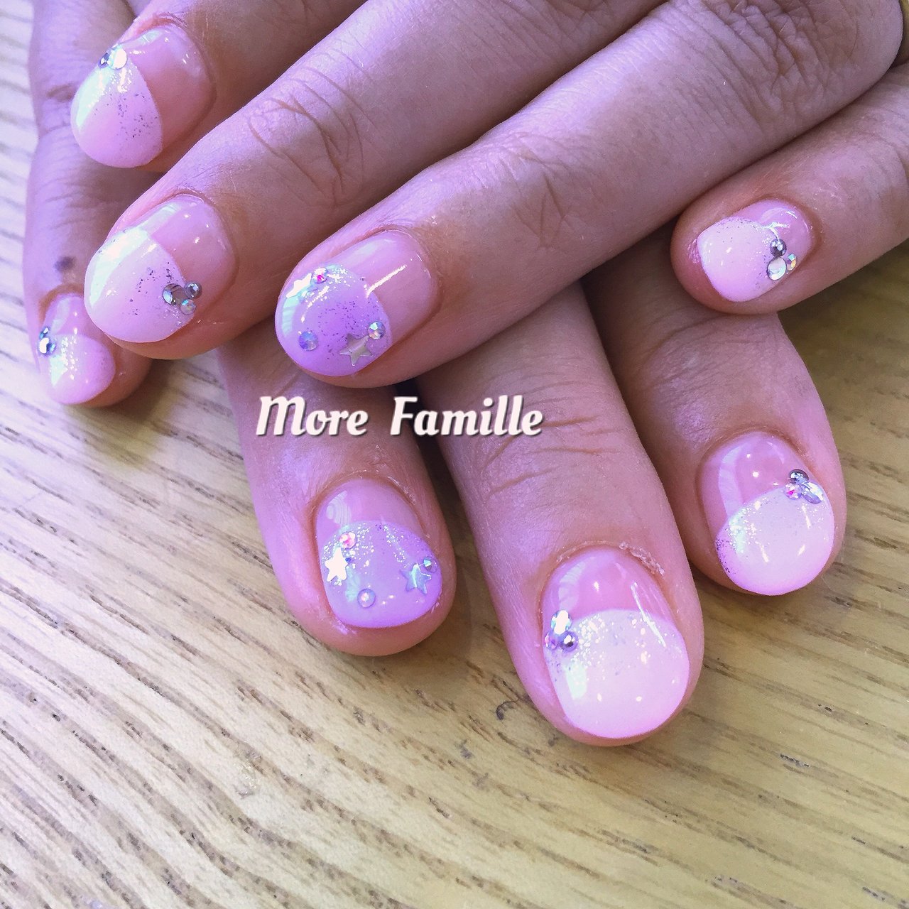 夏 梅雨 七夕 ハンド 変形フレンチ More Familleのネイルデザイン No ネイルブック