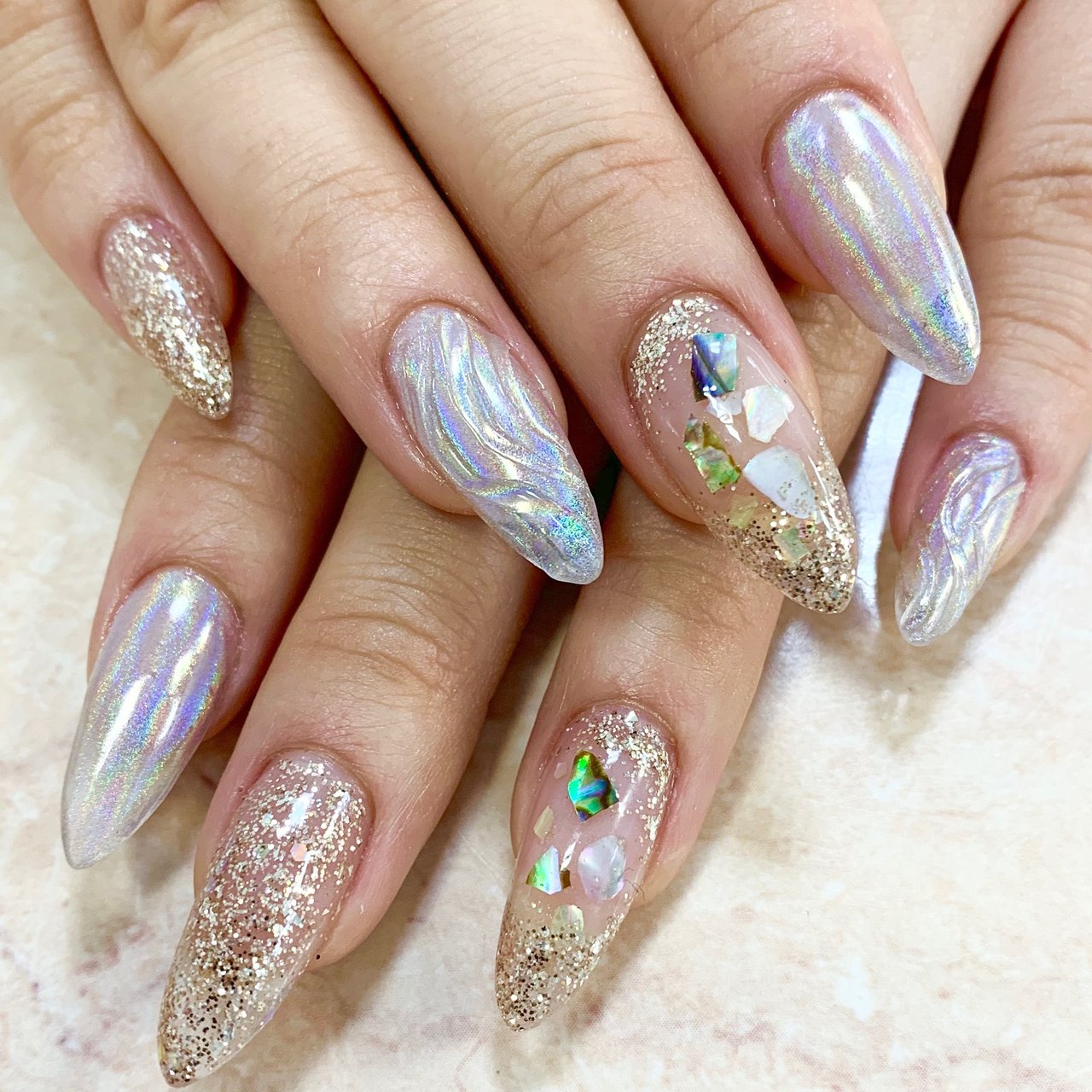 夏 ハンド ユニコーン ロング ゴールド Cheril Nailのネイルデザイン No ネイルブック