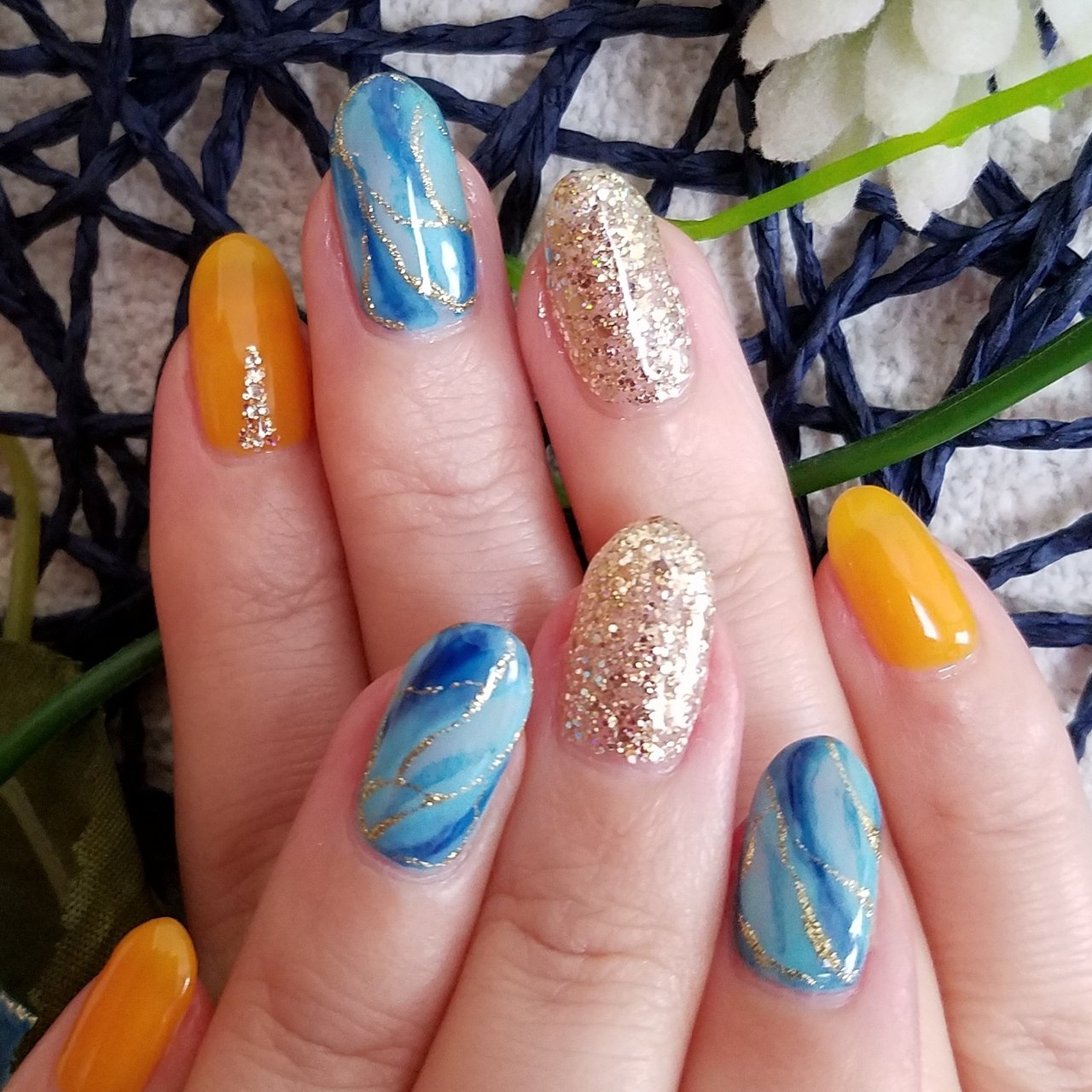 夏 リゾート ハンド ラメ ワンカラー Oconailのネイルデザイン No ネイルブック