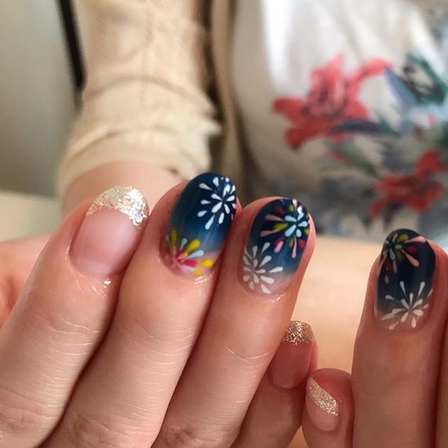 夏 海 ハンド 和 ネイビー Nail School Salon Nail Cafe Hのネイルデザイン No ネイルブック