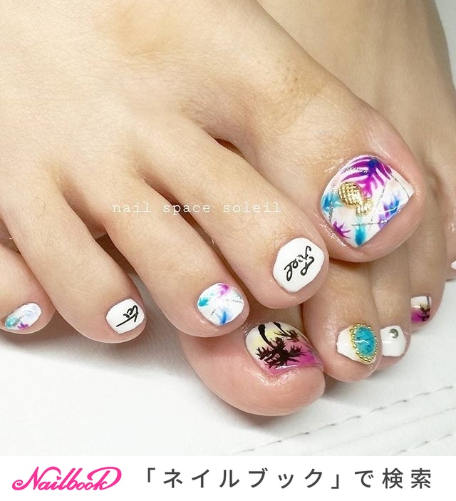 夏 旅行 海 リゾート フット Nail Space Soleilのネイルデザイン No ネイルブック