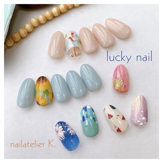 夏 ハンド シンプル ワンカラー フラワー Nailatelier Kのネイルデザイン No ネイルブック
