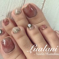 ブラウン ペディキュア セルフネイルのネイルデザイン ネイルブック