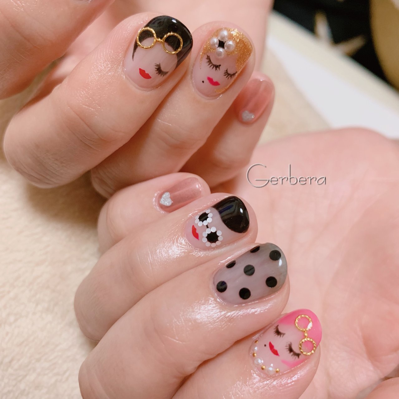 デート 女子会 ハンド キャラクター ドット Nail Gerberaのネイルデザイン No ネイルブック