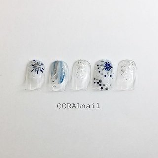 おすすめ順 オフィス ネイビー 花火ネイルのネイルデザイン ネイルブック