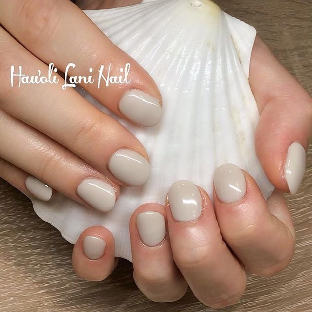 ハンド ワンカラー ベージュ グレージュ Hau Oli Lani Nailのネイルデザイン No ネイルブック