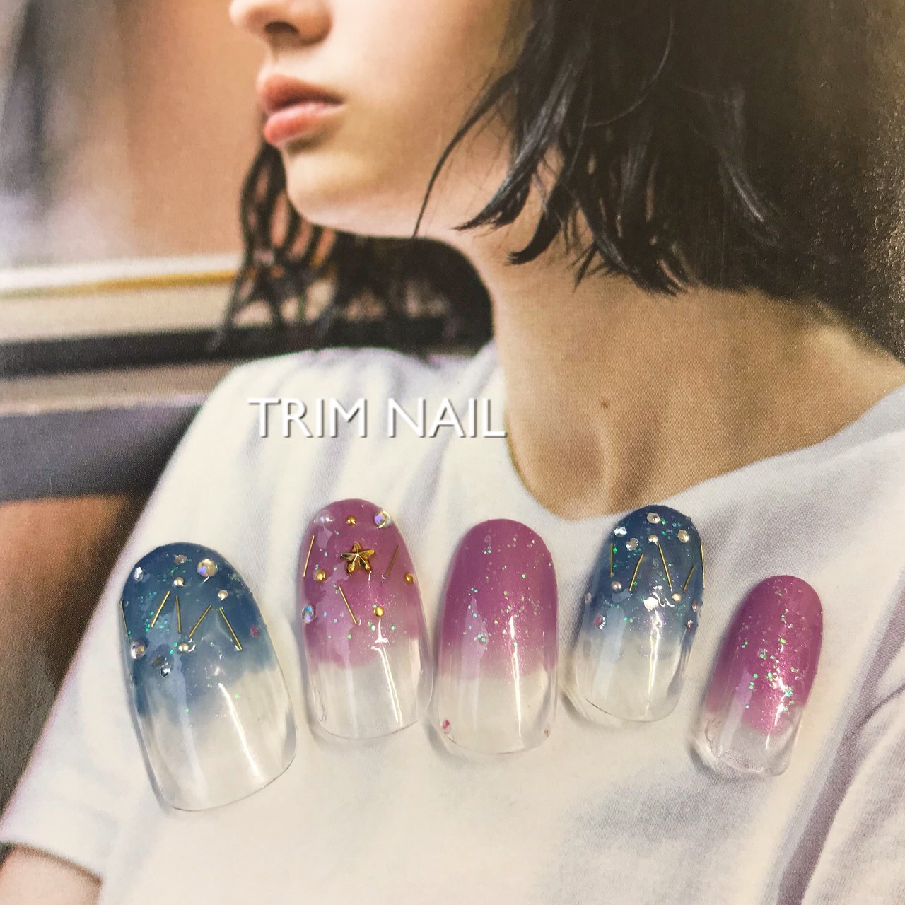 夏 七夕 浴衣 ハンド グラデーション Trim Nailのネイルデザイン No 4472501 ネイルブック