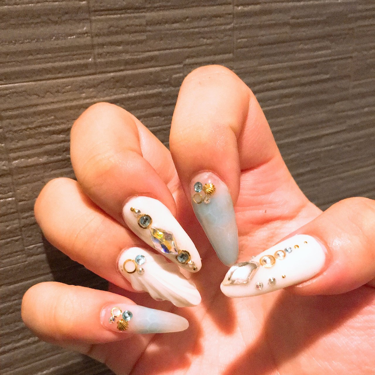 夏/ハンド/シェル/水滴/マーメイド - 09263838mのネイルデザイン[No