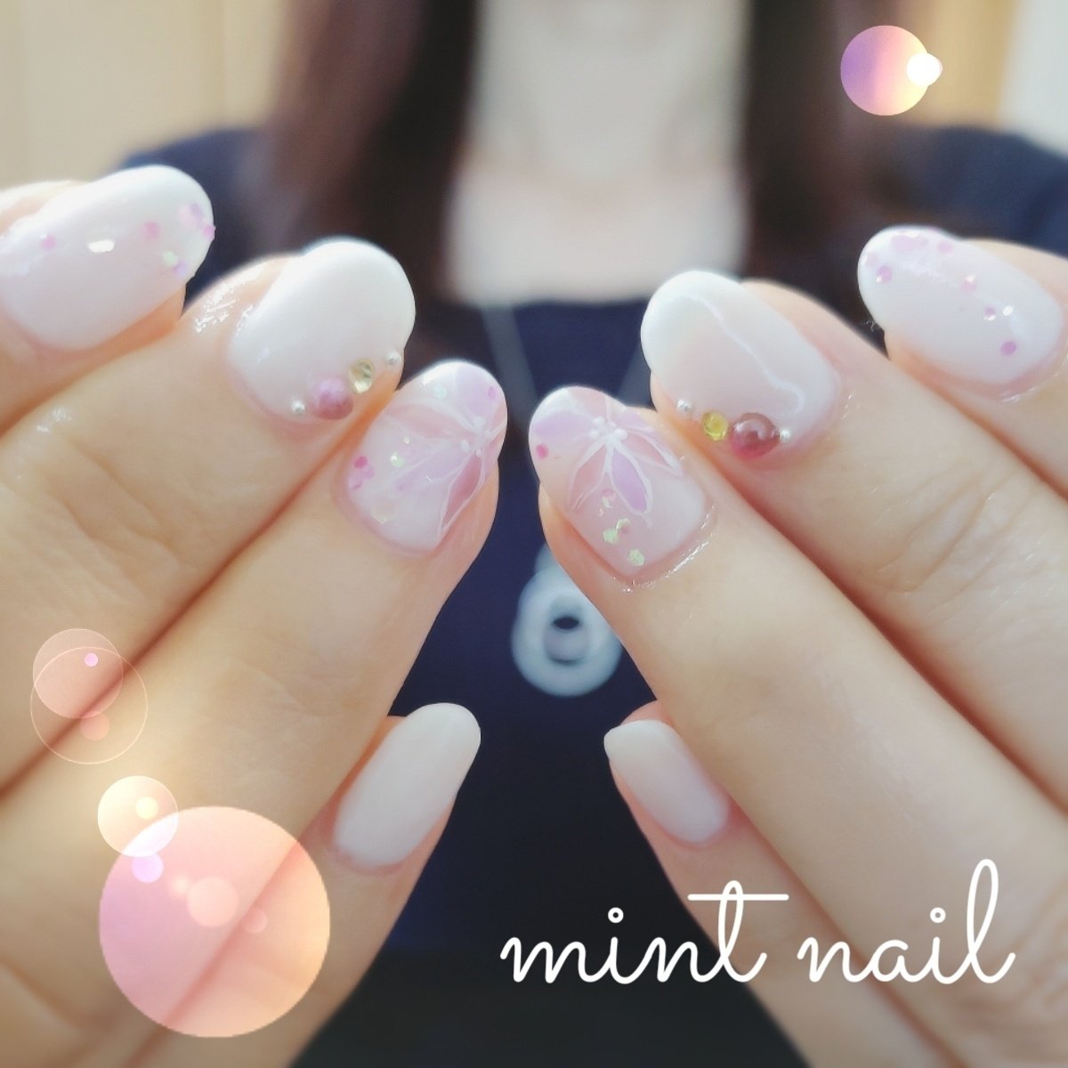 春 夏 秋 オフィス ハンド Mint Fleur ミントフルールのネイル