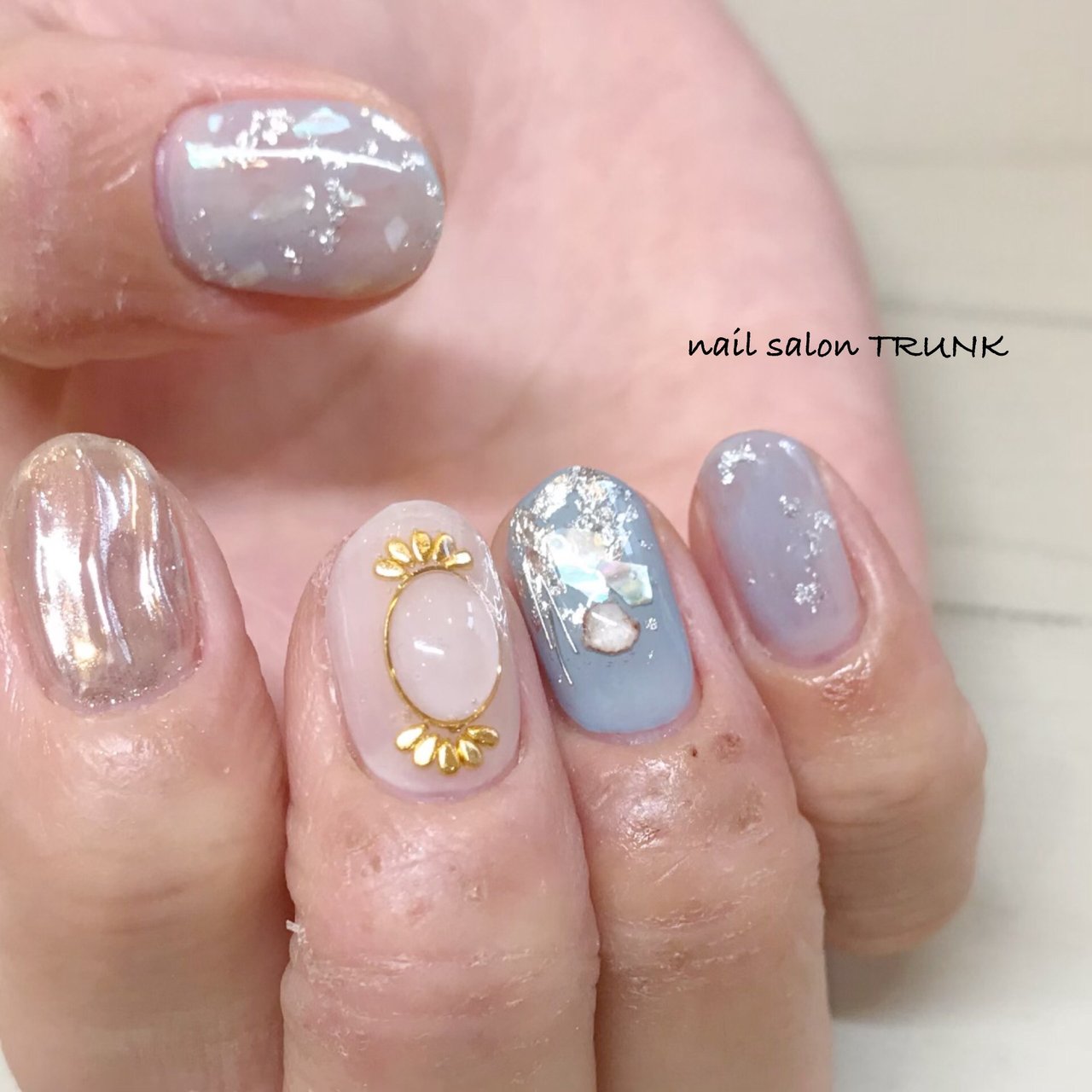 夏 ハンド シェル ニュアンス ミラー Nail Trunkのネイルデザイン No ネイルブック