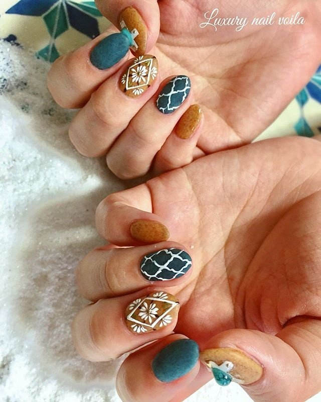 夏 ハンド ボヘミアン エスニック ショート Nailist Makiのネイルデザイン No ネイルブック