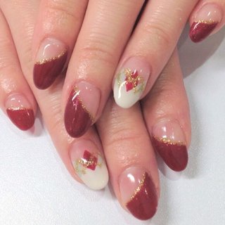 #Nailbook #秋 #冬 #お正月 #成人式 #バレンタイン #卒業式 #入学式 #ハロウィン #クリスマス #オフィス #パーティー #デート #ハンド #フレンチ #変形フレンチ #アーガイル #ショート #ミディアム #ロング #ホワイト #ベージュ #レッド #ゴールド #ジェルネイル #お客様 #htm3264652 #ネイルブック