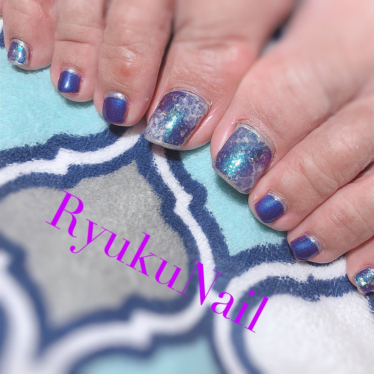 夏 海 フット シンプル ホログラム Ryukunailのネイルデザイン No ネイルブック