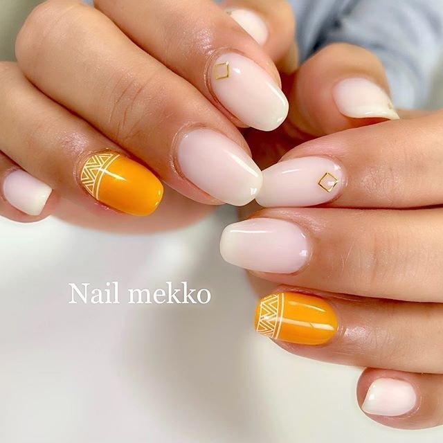 ハンド シンプル ワンカラー ネイティブ ホワイト Nail Mekkoのネイルデザイン No ネイルブック