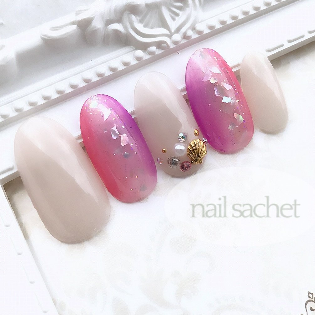 夏 オールシーズン 海 リゾート シンプル Nailsachet ネイルサシェのネイルデザイン No ネイルブック