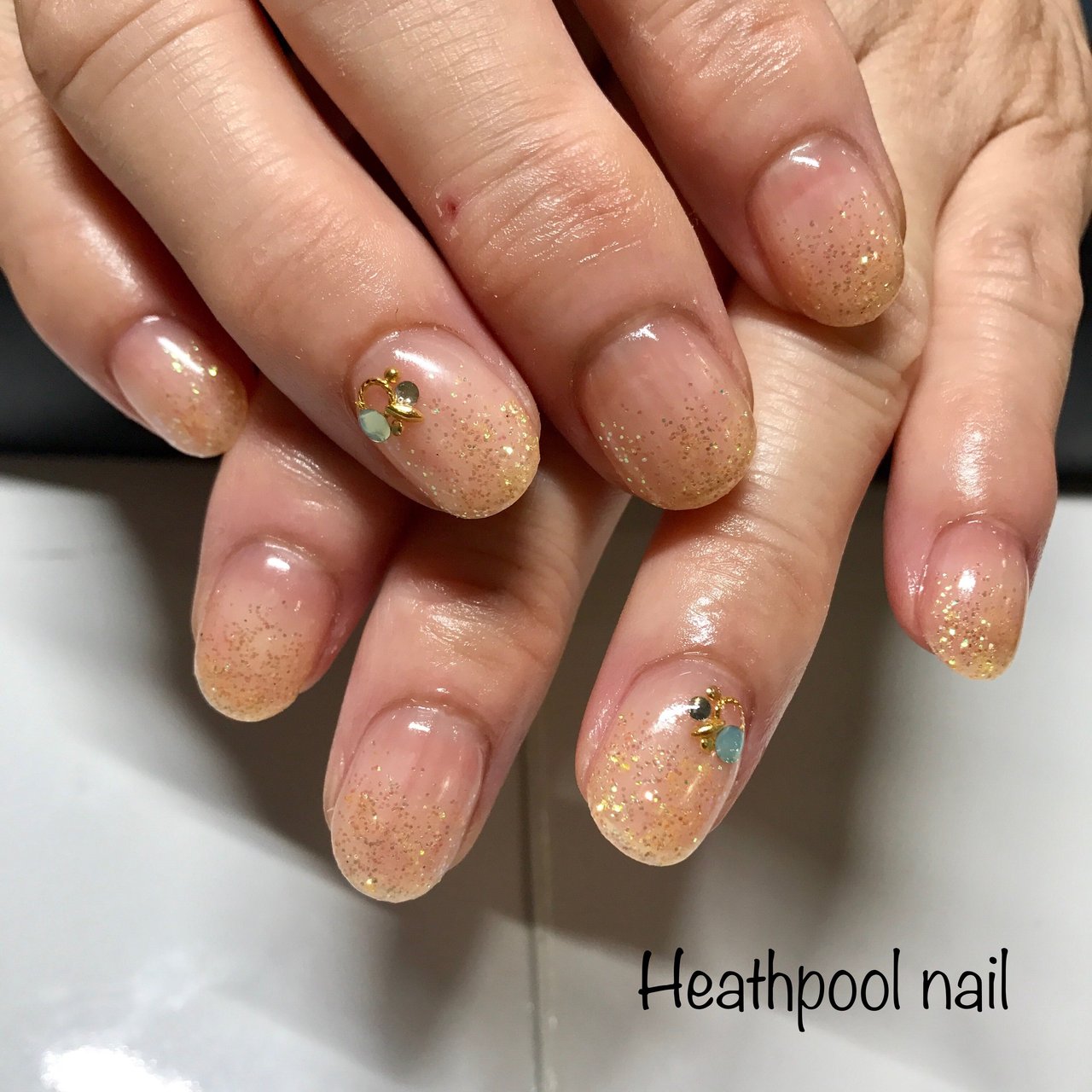 ハンド グラデーション ラメ オレンジ ジェル Heathpoolnailのネイルデザイン No ネイルブック