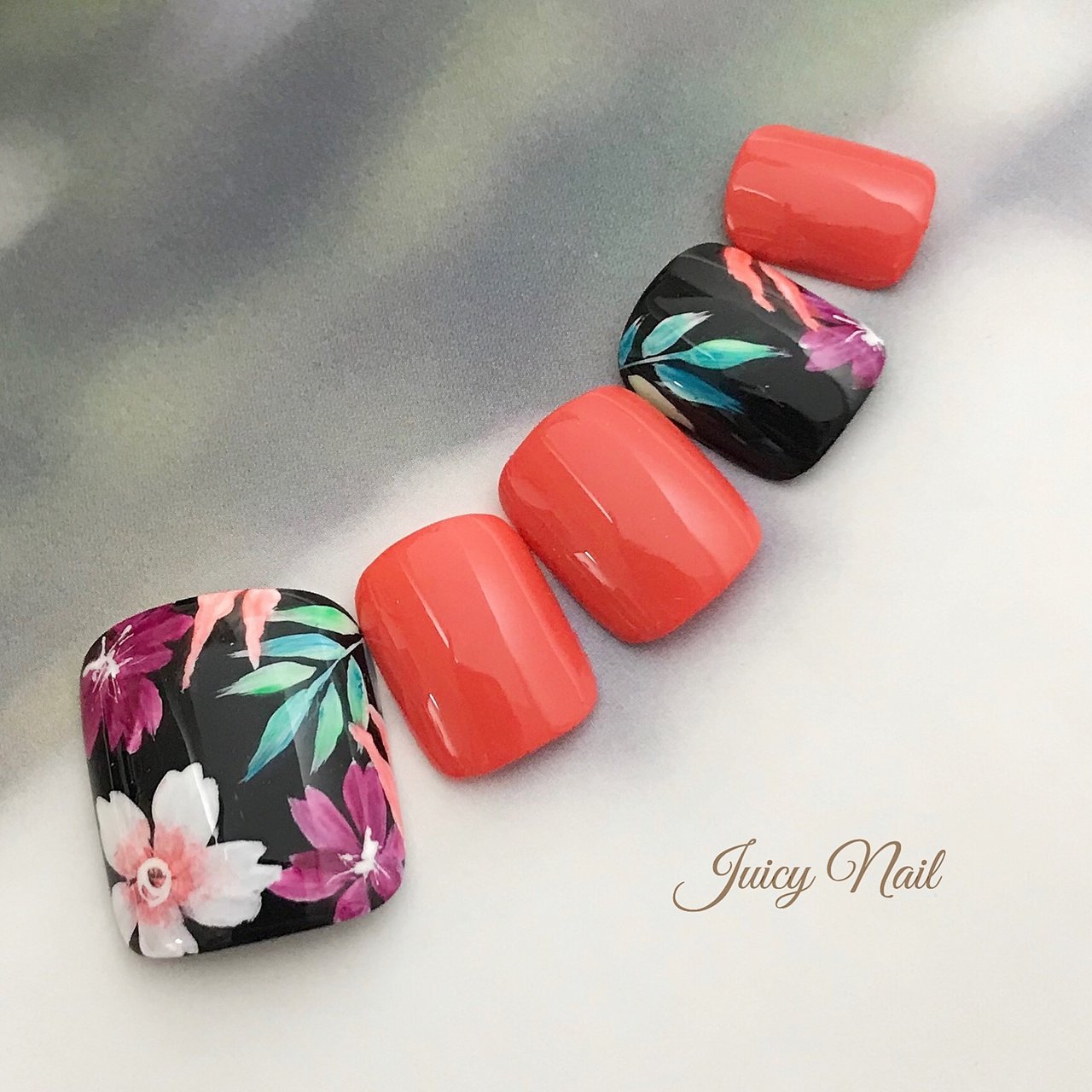 夏 フット ボタニカル ジェル ネイルチップ Juicy Nailのネイルデザイン No ネイルブック