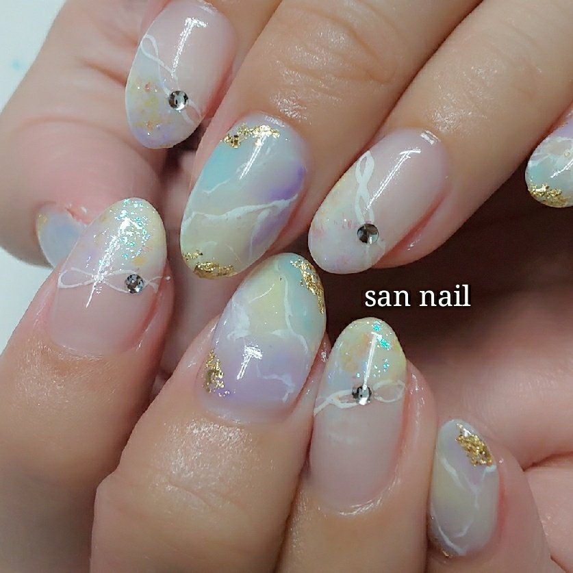 夏 オールシーズン リゾート オフィス ハンド San Nailのネイルデザイン No ネイルブック