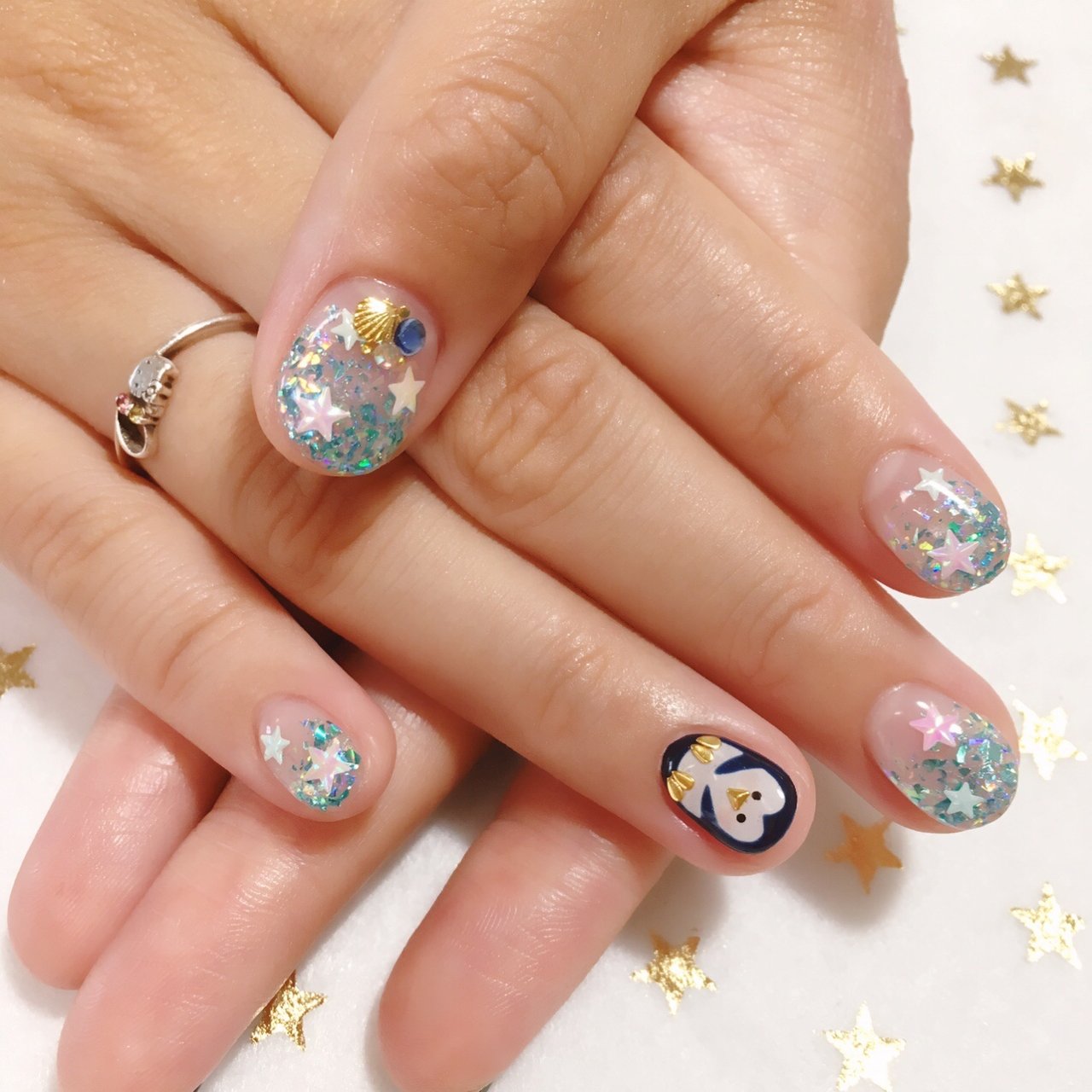 夏 女子会 ハンド ラメ 星 Meteornail ミーティアネイルのネイルデザイン No ネイルブック