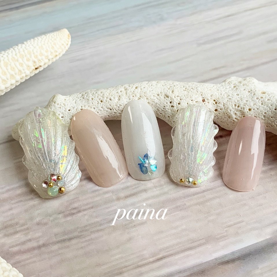 夏 旅行 海 リゾート シンプル 越谷市 ネイルパイナ Nailpainaのネイルデザイン No ネイルブック