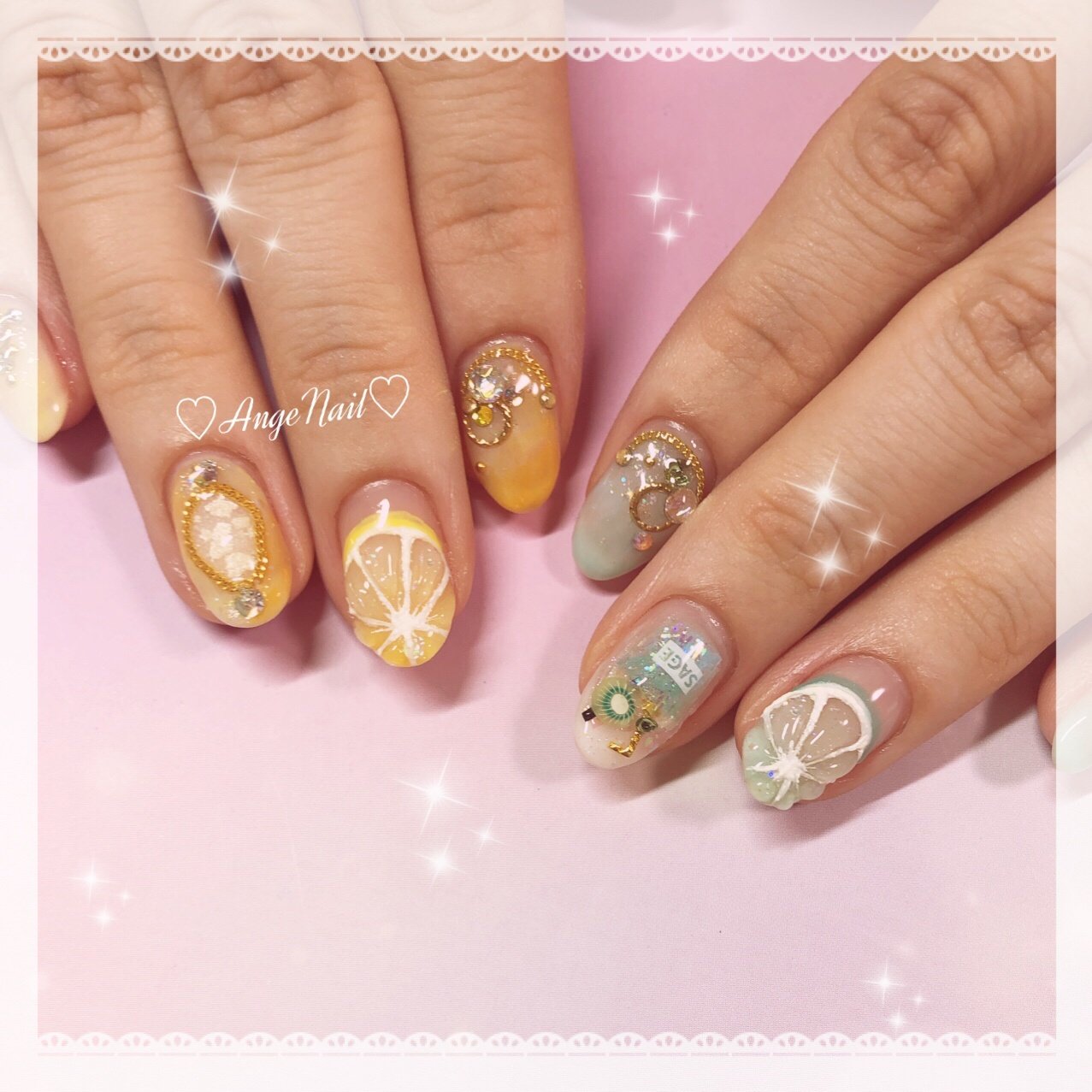 夏 ハンド ラメ 3d フルーツ Angenailのネイルデザイン No ネイルブック