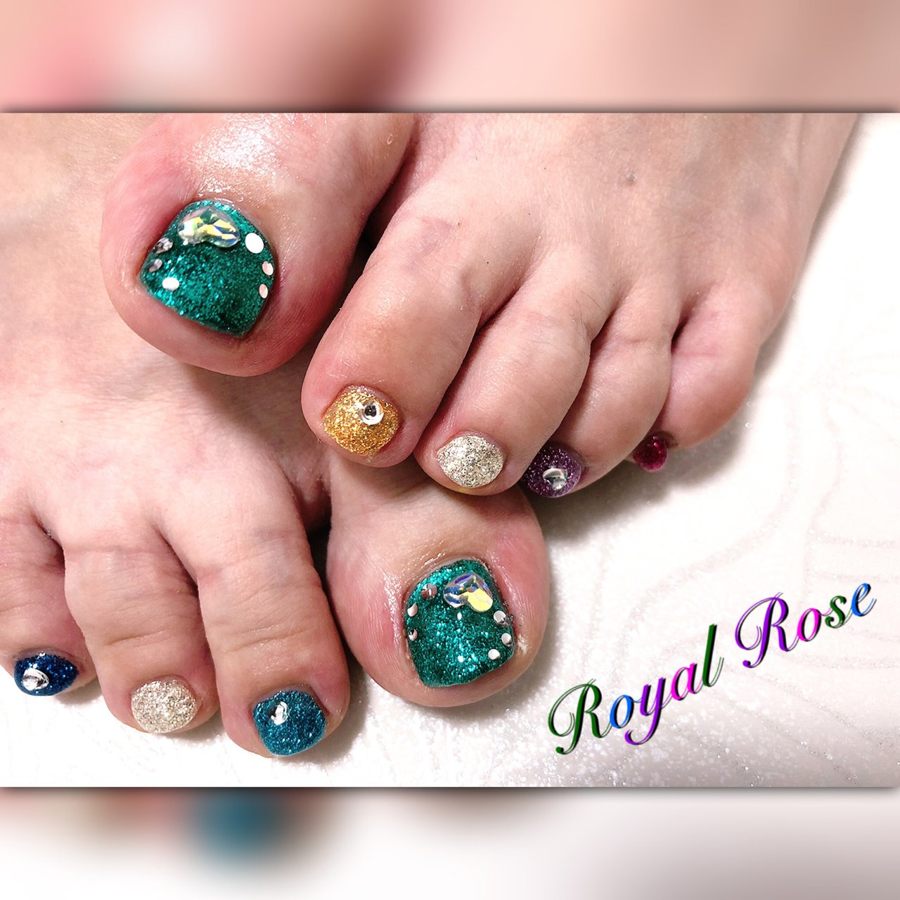 フット グリーン ブルー パープル Royalroseのネイルデザイン No ネイルブック