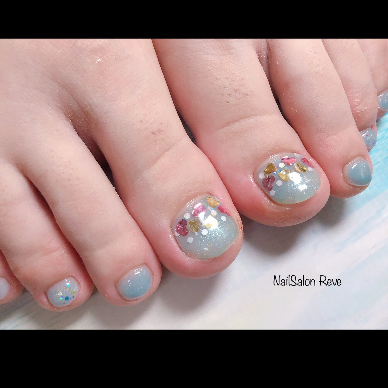 夏 フット ホログラム 水色 お客様 Nail Salon Reveのネイルデザイン No ネイルブック