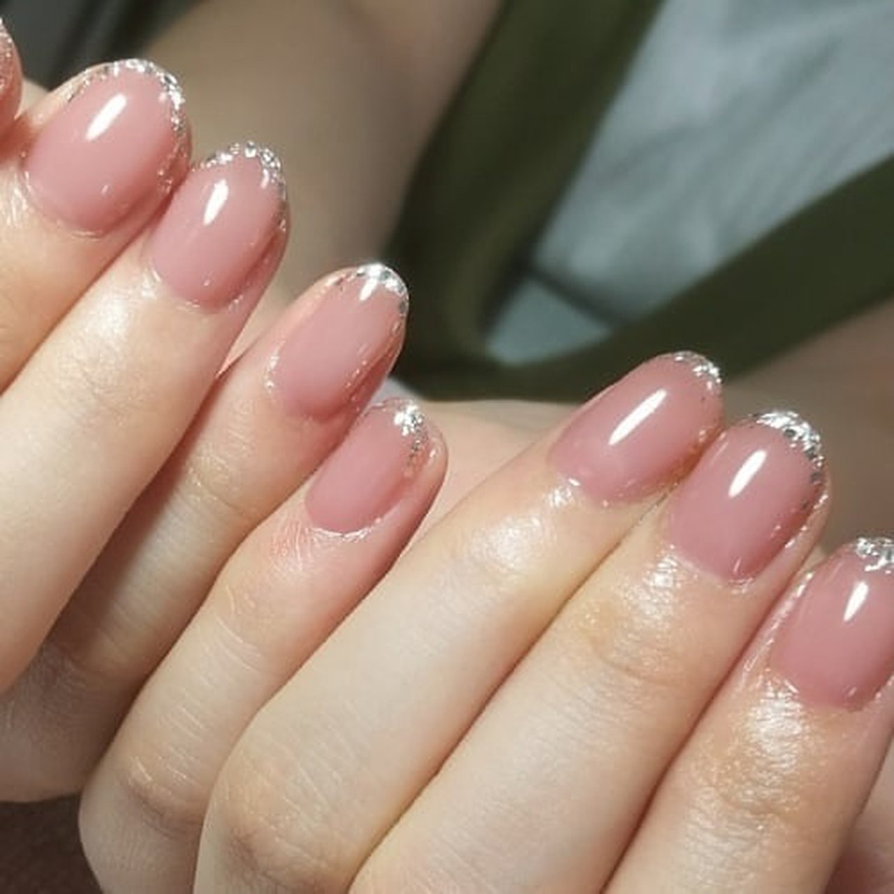 オールシーズン ハンド フレンチ ラメ ミディアム イケコのネイルデザイン No ネイルブック