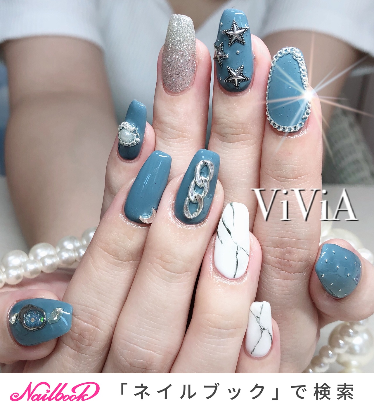 夏 オールシーズン ハンド ワンカラー アンティーク Nail Vivia ネイル ビビア のネイルデザイン No ネイルブック