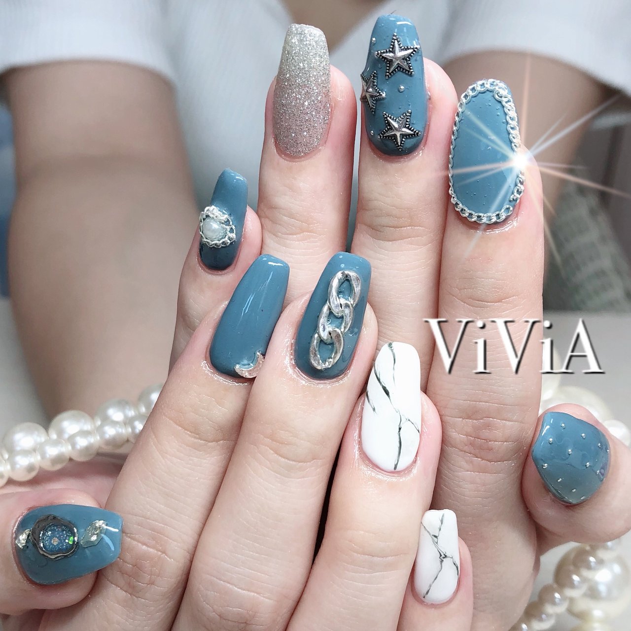 夏 オールシーズン ハンド ワンカラー アンティーク Nail Vivia ネイル ビビア のネイルデザイン No ネイルブック